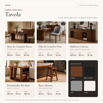Espacio Häum Tavola · Comedor completo